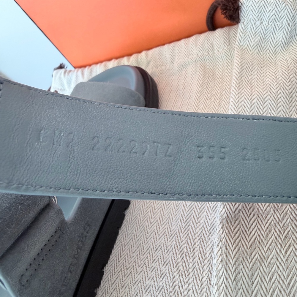 Hermes Chypre Techno Sandals Bleu Tonnerre Velvet Suede Goat Leather Size 35.5 - Picture 9 of 13